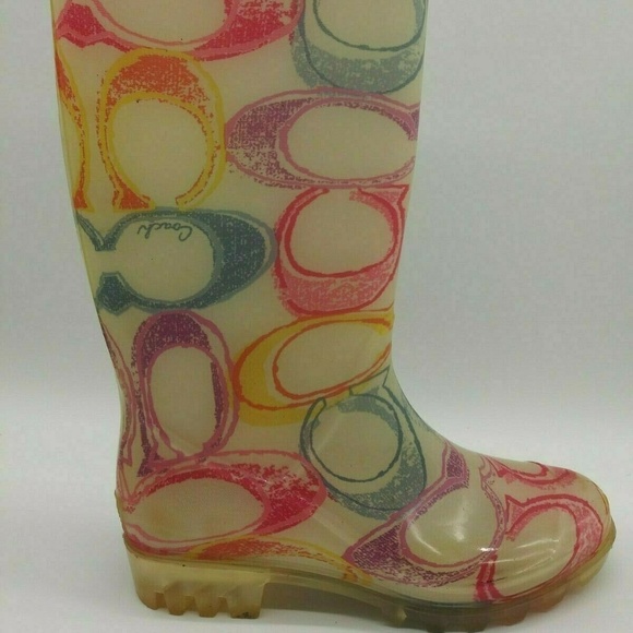 Coach Pixy Dream Signature C Rubber Rain Boots 6 B - Picture 2 of 7